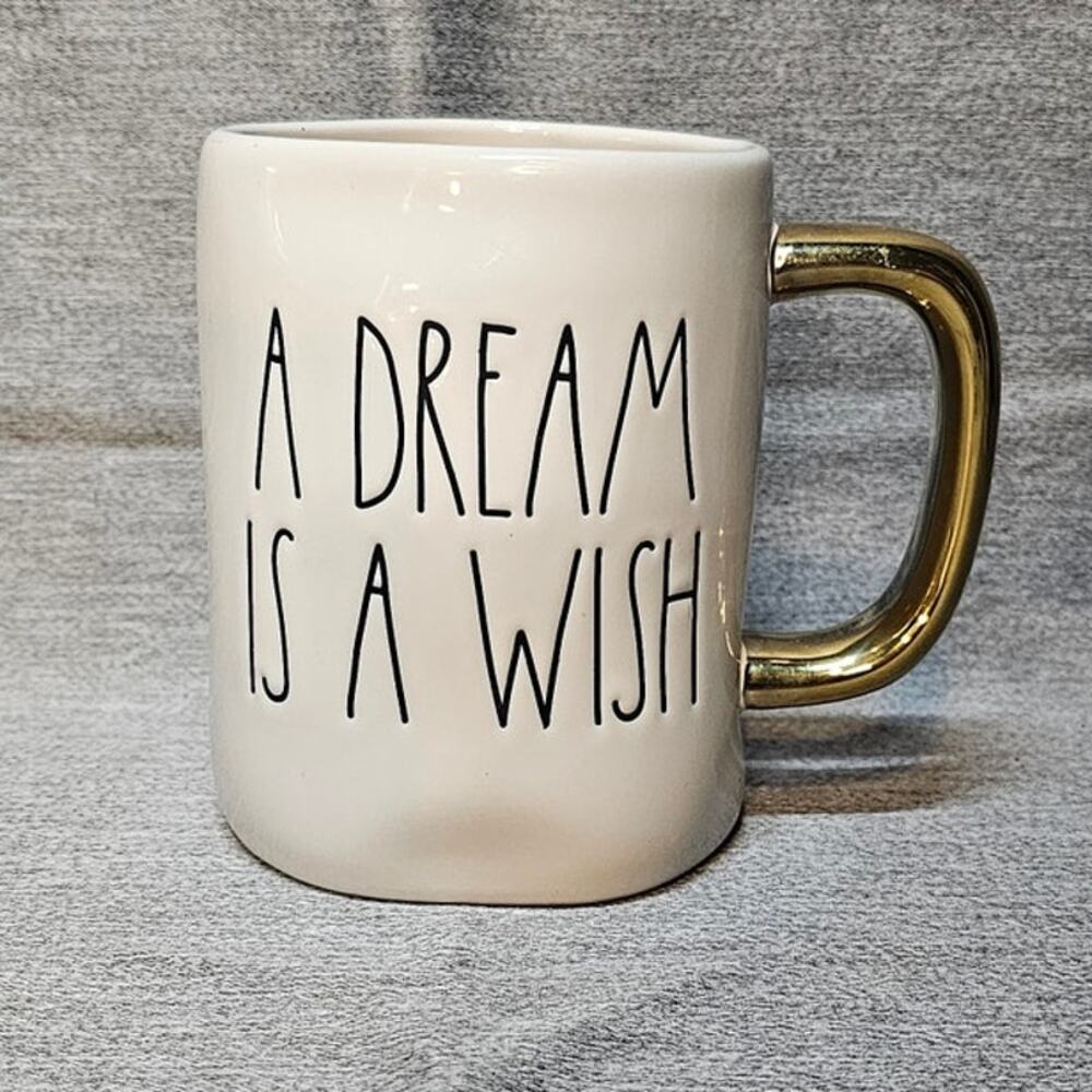 Rae Dunn Disney Princess Collection Cinderella A DREAM IS A WISH Gold Handle Mug